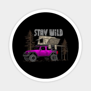 Stay Wild Jeep Camp - Adventure Pink Jeep Camp Stay Wild for Outdoor Jeep enthusiasts Magnet